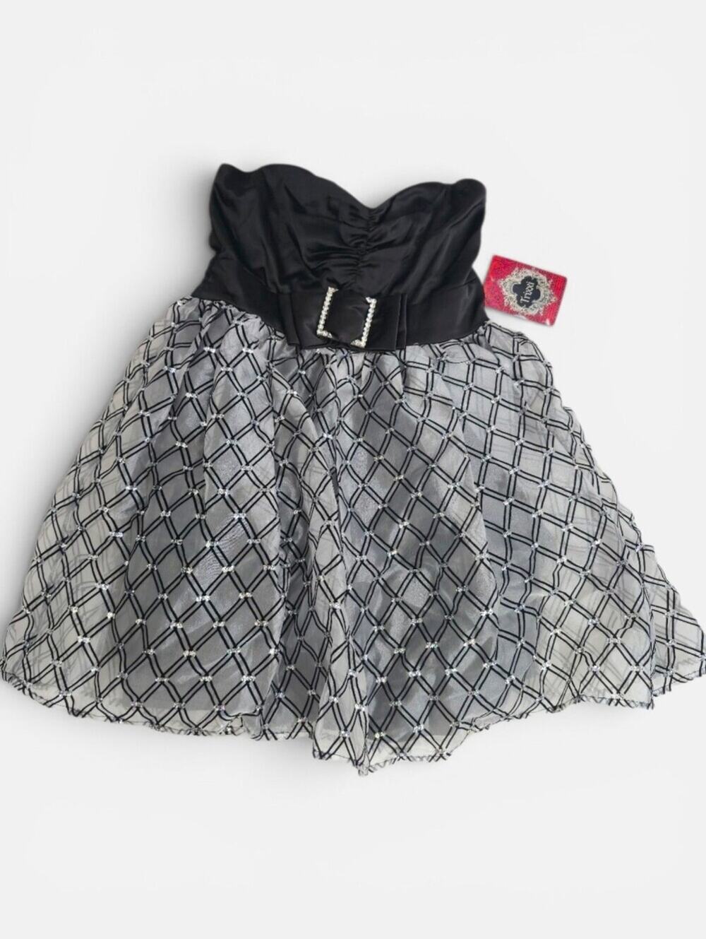 Trixxi Black And Silver NWT Diamond Strapless Mini Cocktail Party Prom Dress